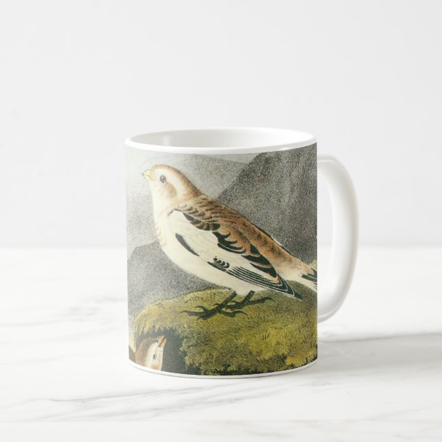 Snö Bunting av Audubon Kaffemugg (Framsida höger)