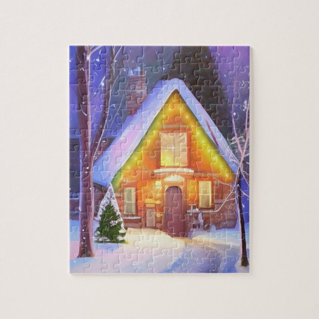 SNÖ CABIN ART CHRISTMAS JIGSAW PUZZLE PUSSEL (Vertikal)