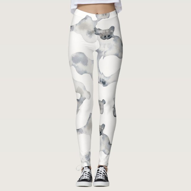 Snö Camouflage Mönster Leggings (Framsida)
