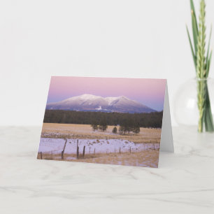 Snö Capped San Francisco Peaks vid Sunset Tack Kort