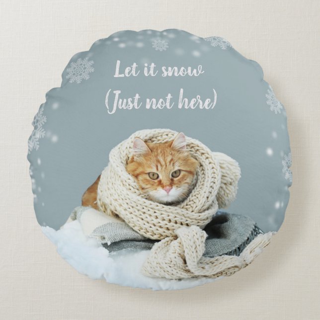 Snö Cat Round Dekorativ kudde (Framsidan)