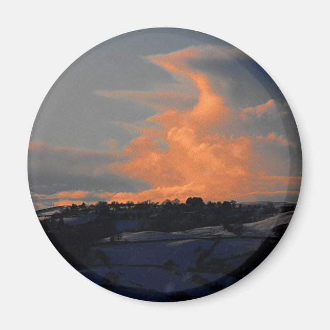 Snö Cloud över Newtown, Powys Magnet (Framsidan)