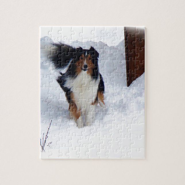 Snö Collie Pussel (Vertikal)