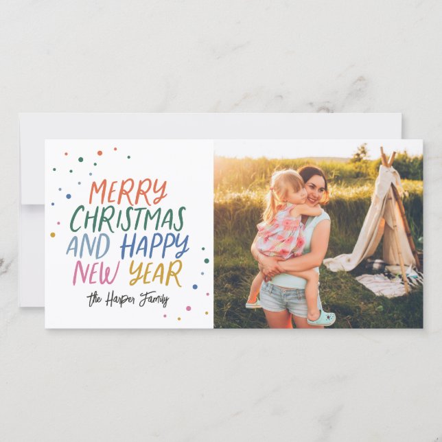 Snö Colorful God jul Photo Julkort (Framsida)