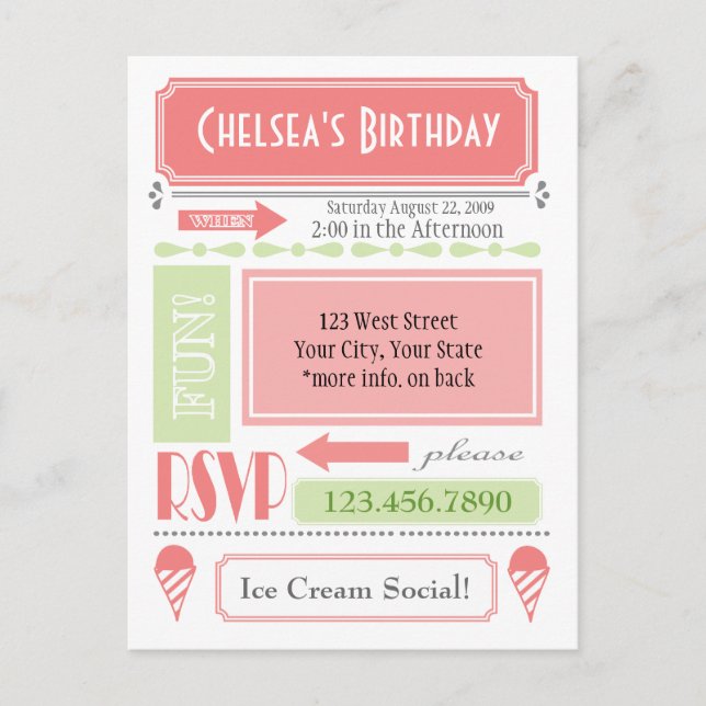 Snö-Cone Inbjudan (Framsida)