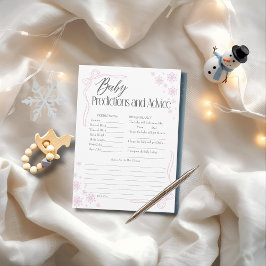 Snö Coquette rosa Baby Predications & Advice Card Inbjudningar