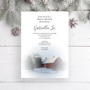 Snö Covered Barn and Silo Winter Möhippa Inbjudningar