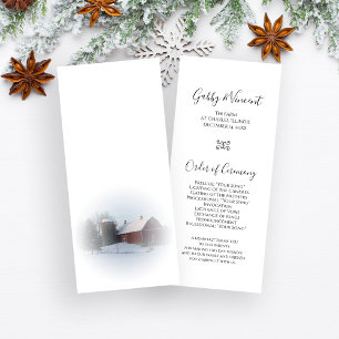 Snö Covered Barn and Silo Winter Wedding Programme Program