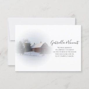 Snö Covered Barn Giftermål/Elopement Notification Meddelande