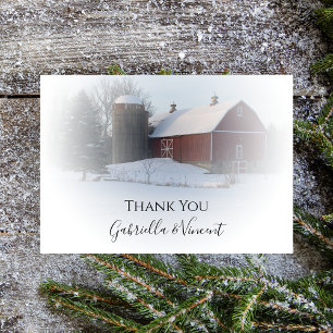 Snö Covered Barn Silo Winter Wedding Tack Kort