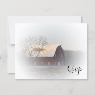 Snö Covered Barn Winter Landsbyggsbröllop OSA Kort