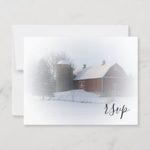 Snö Covered Barn Winter Wedding OSA Kort
