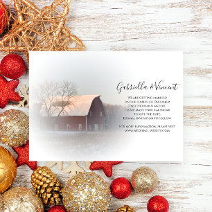 Snö Covered Barn Winter Wedding Spara datum Datumet