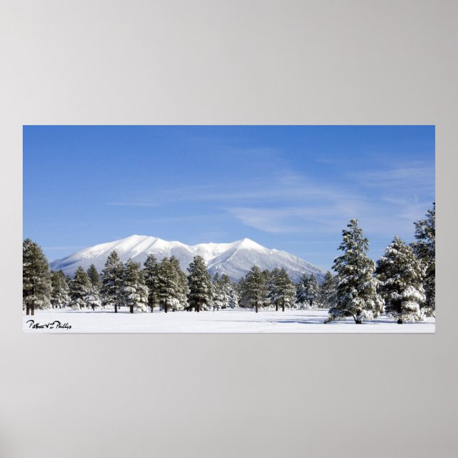 Snö Covered Prairie & San Francisco Peaks Arizona Poster (Framsidan)