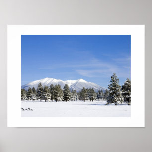 Snö Covered Prairie & San Francisco Peaks Arizona Poster