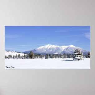 Snö Covered Prairie & San Francisco Peaks Arizona Poster