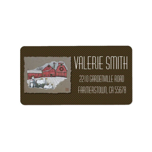 Snö Cows & Barn Adressetikett (Framsidan)