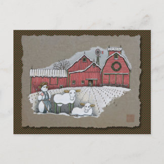 Snö Cows & Barn Vykort