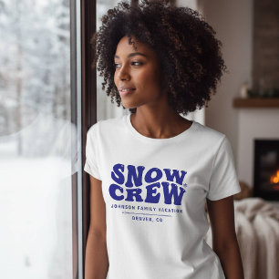 Snö Crew Vinter Familje Semester Tripp Blå T Shirt