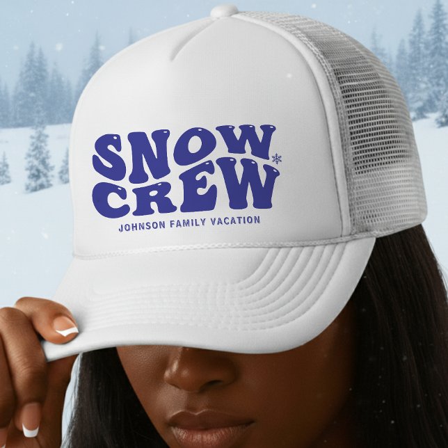 Snö Crew Vinter Familjeutflykt Tripp Blå Keps (Snow Crew Winter Family Vacation Trip Blue Trucker Hat
)