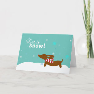 Snö Dachshund Wiener Dog Julhälsningskort Helgkort