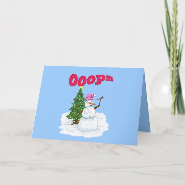 Snö dam med julgran Ops Helgkort (Framsida)