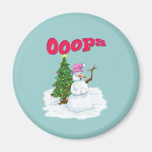 Snö dam med julgran Ops Magnet