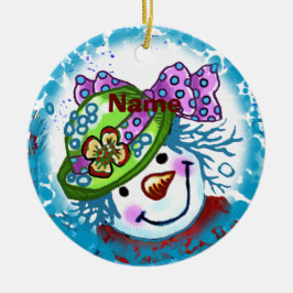 Snö Dam Snömannen anpassat namn ornament