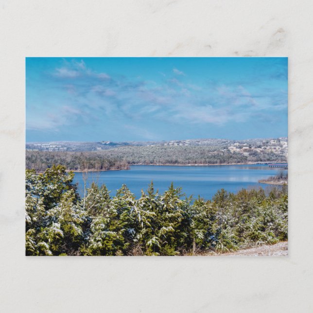 Snö-damm vid Bord Sten Sjö-vykort Vykort (Framsida)