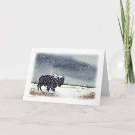 Snö dammad av Bison Helgkort