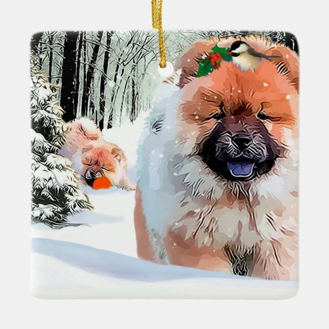 SNÖ DAY CHOW ORNATION JULGRANSPRYDNAD KERAMIK (Framsida)