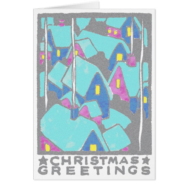 Snö-Draped Hamlet Hälsningskort (Framsidan)