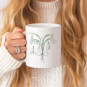 Snö droppar januari Blötblomma keramik Kaffemugg