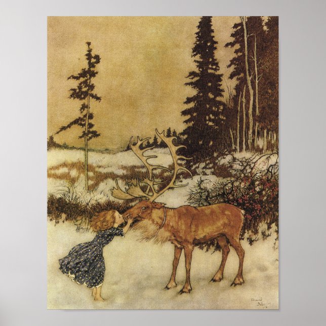 Snö drottning Edmund Dulac Fine Art Poster (Framsidan)