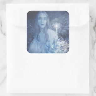 Snö drottning Jul - Fantasy Artwork Fyrkantigt Klistermärke