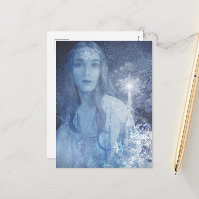 Snö drottning Jul - Fantasy Artwork Helg Vykort (Fram/Back In Situ)