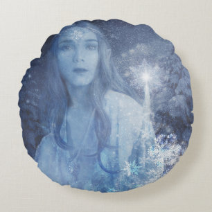 Snö drottning Jul Fantasy Artwork iPhone Rund Kudde