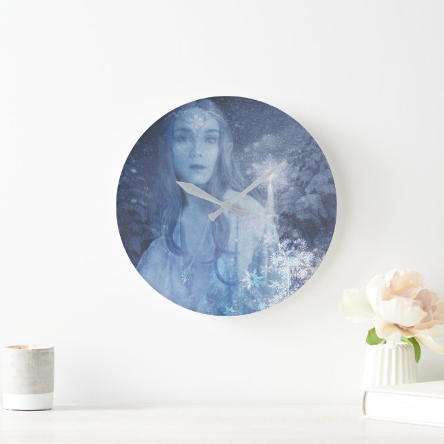 Snö drottning Jul - Fantasy Artwork Stor Klocka (Hem)