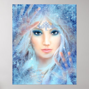 Snö drottning. Vintervacker kvinna. Porträtt. Poster