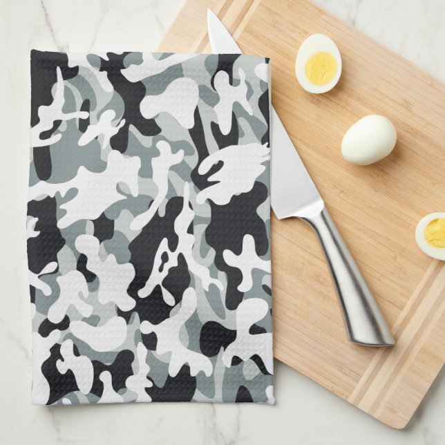 Snö Dust Camouflage Kökshandduk (Vikt i Fjärdedel)