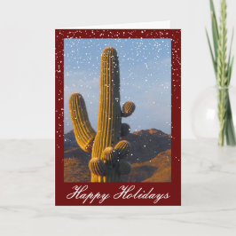 Snö Dust Saguaro Cactus Anpassade Helgdag Card Helgkort