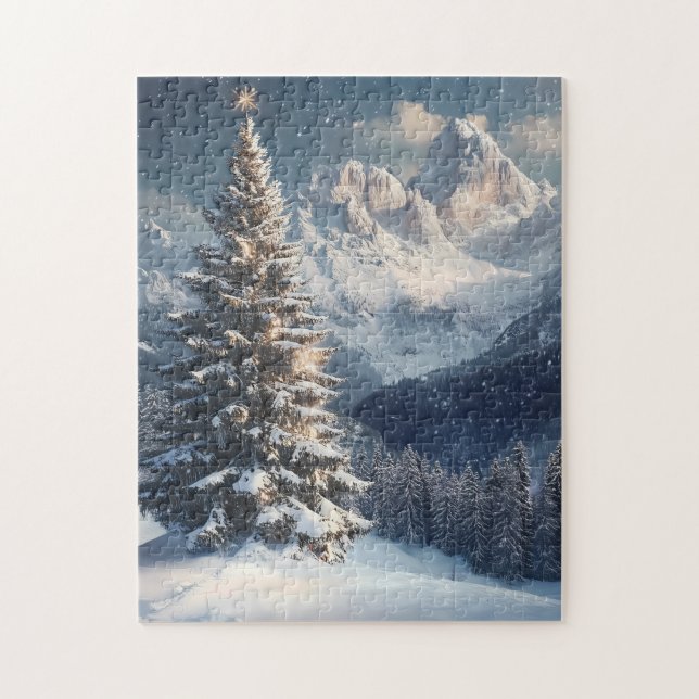 Snö-Dusted Gräs på ett vinterberg Pussel (Vertikal)