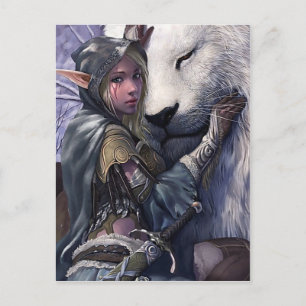 Snö+Elf+Girl+with+Lejon Vykort