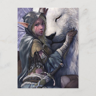 Snö+Elf+Girl+with+Lejon Vykort