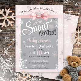 Snö Exceptionerad snöflake Cute Rosa Girl Baby Sho Inbjudningar