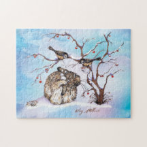 Snö fåglar och flockar