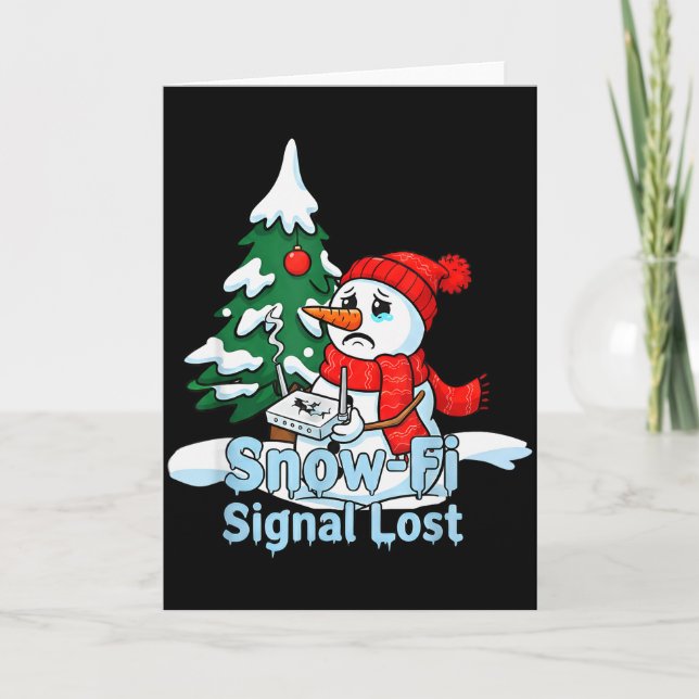 Snö-fi signal förlorad rolig snöman julkonst  kort (Framsida)