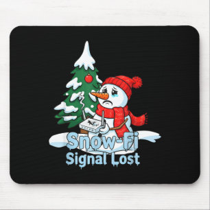 Snö-fi signal förlorad rolig snöman julkonst  musmatta