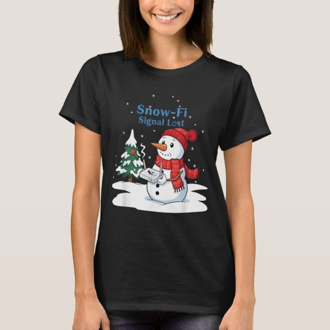 Snö-Fi signal förlorad rolig snöman julkonst T Shirt (Framsida)