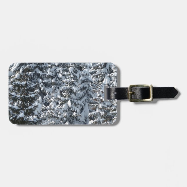 Snö Fir Träd Struktur Bagagebricka (Horisontell Framsida)